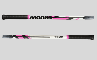 Top and bottom view of a white and pink tennis racket frame showcasing modern tennis racket materials and design.