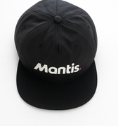 Black Mantis Snapback Cap with lightweight, quick-dry nylon fabric and adjustable closure for comfortable, versatile athletic wear