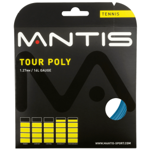 MANTIS Tour Polyester String 17G set, co-polyester monofilament for power and control, 1.22mm gauge.